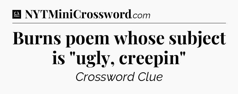 Burns poem whose subject is 