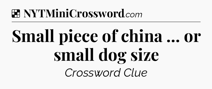 Solution: Small piece of china … or small dog size - NYT Crossword