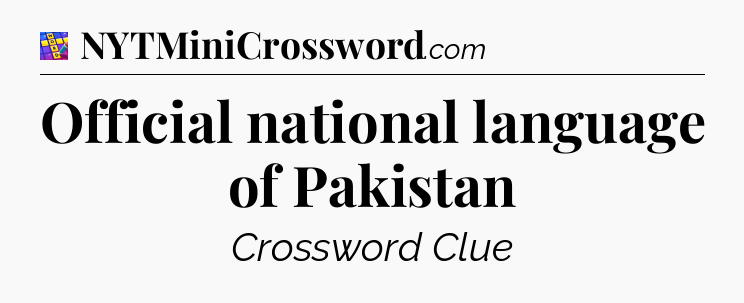 Official national language of Pakistan Codycross