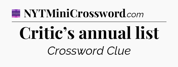 Critic’s annual list - Thomas Joseph Crossword