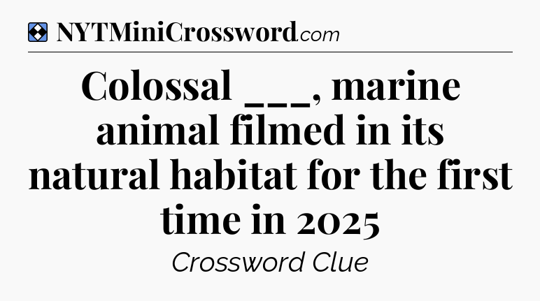 Solution: Colossal ___, marine animal filmed in its natural habitat for the first time in 2025 - NYT Mini Crossword
