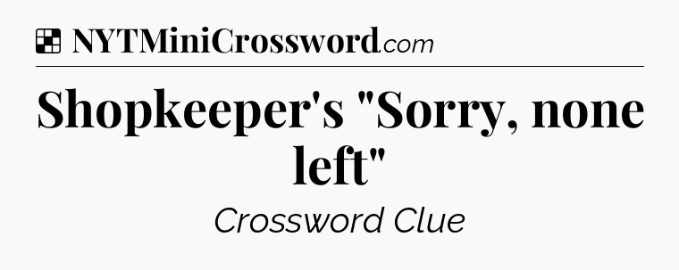 Solution: Shopkeeper's 