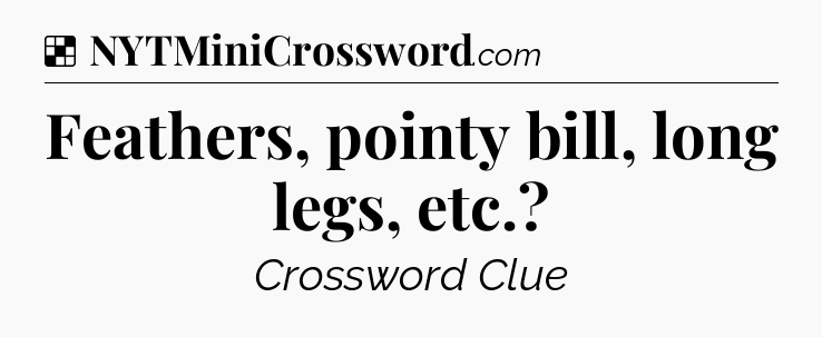 Solution: Feathers, pointy bill, long legs, etc - NYT Crossword
