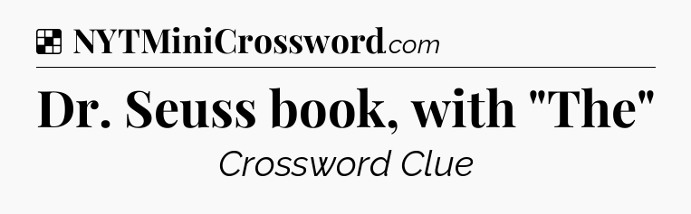 Solution: Dr. Seuss book, with 