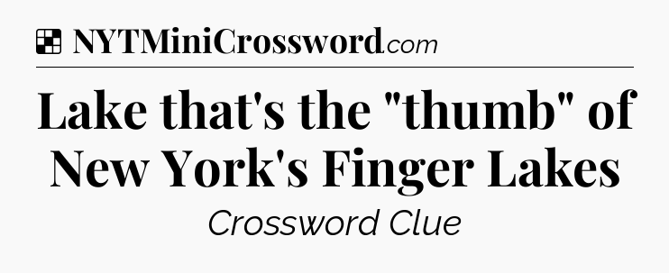 Solution: Lake that's the 