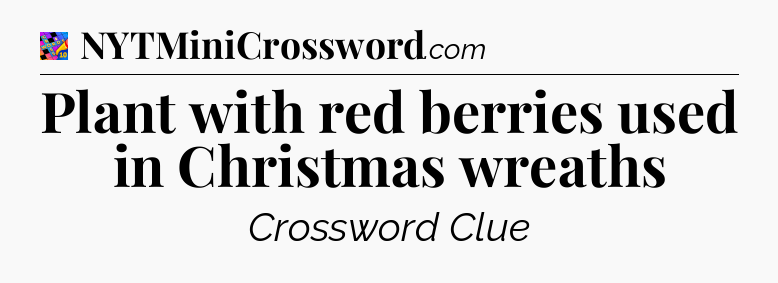 Plant with red berries used in Christmas wreaths Crossword Clue