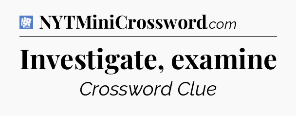 Investigate, examine Puzzle Page Crossword Clue