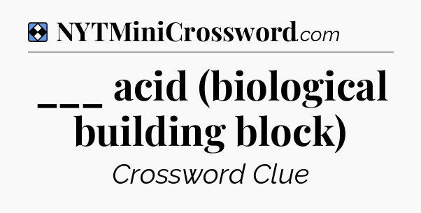 Solution: ___ acid (biological building block) - NYT Mini Crossword